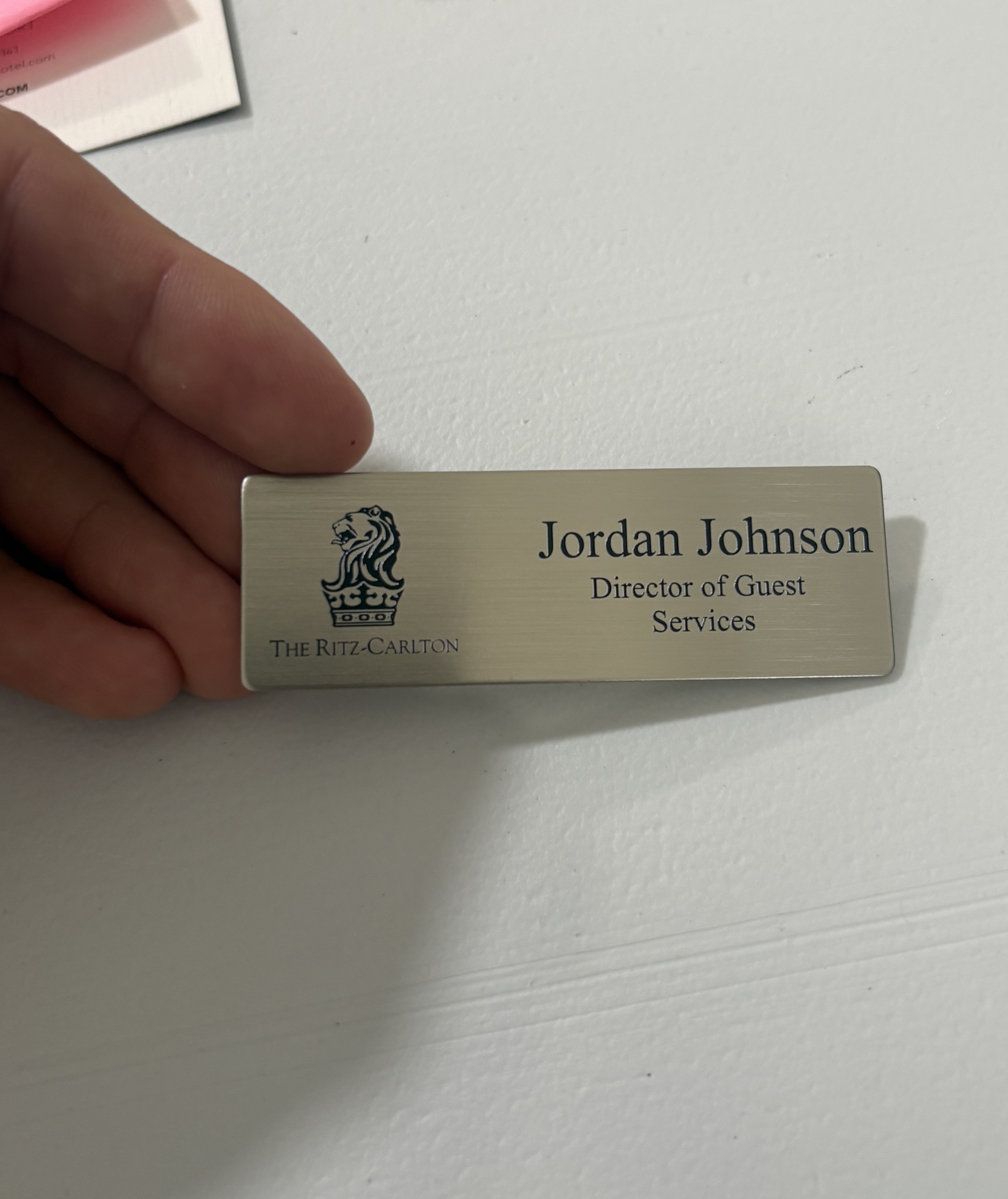 metal name tag — Satin Brush Silver
