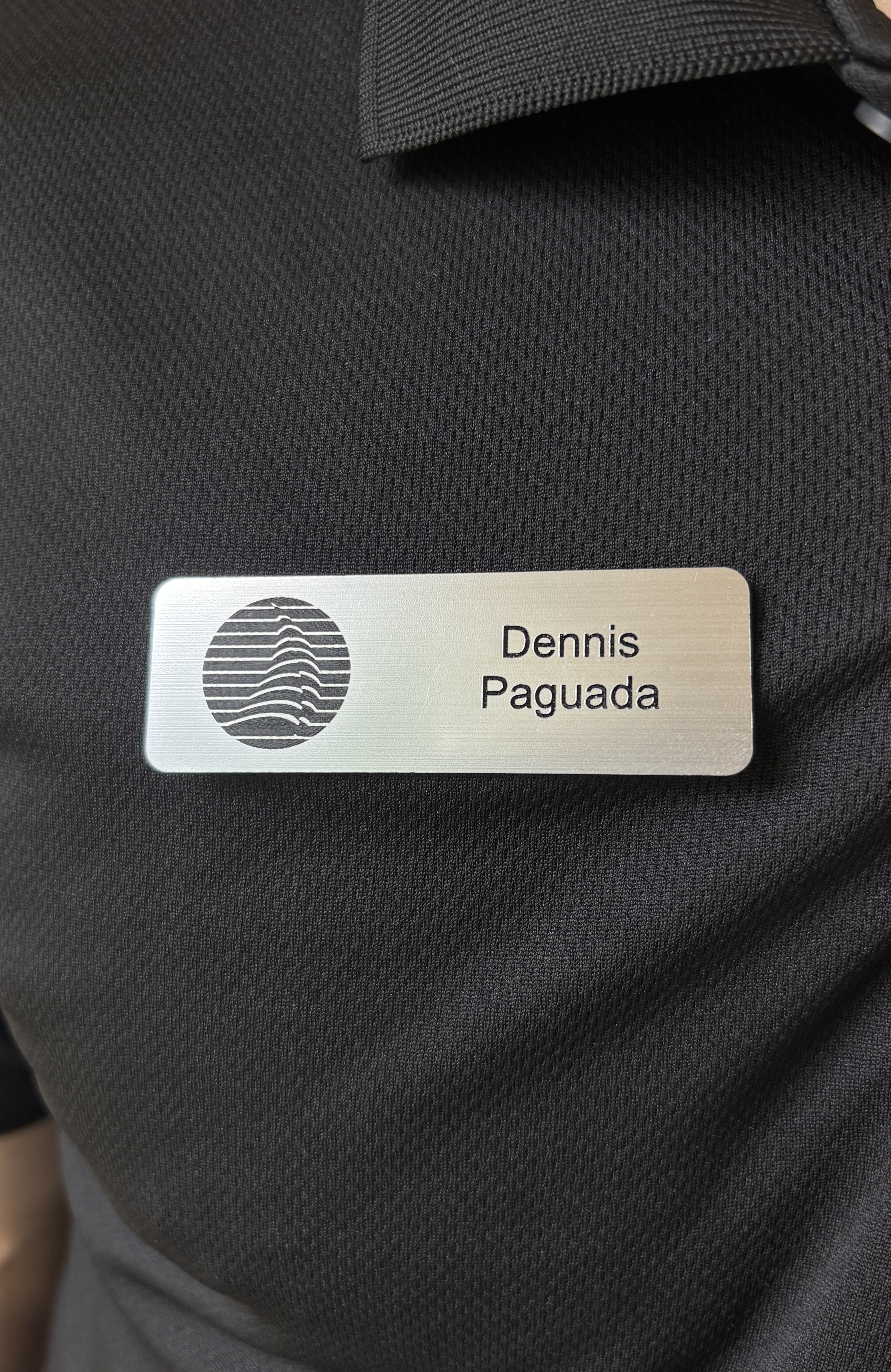 acrylic name tag — Satin Brush Silver