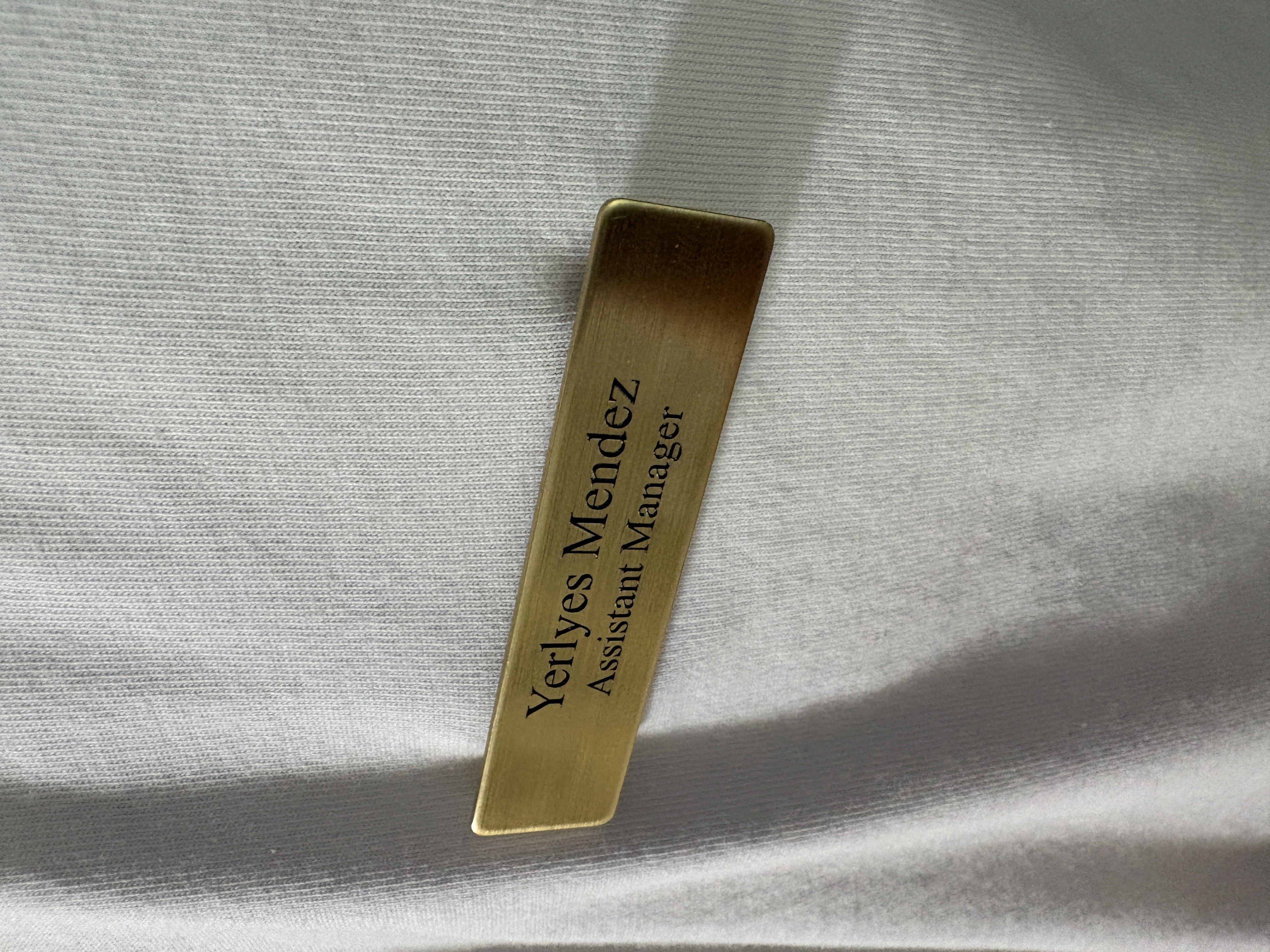 metal name tag — Satin Brush Gold