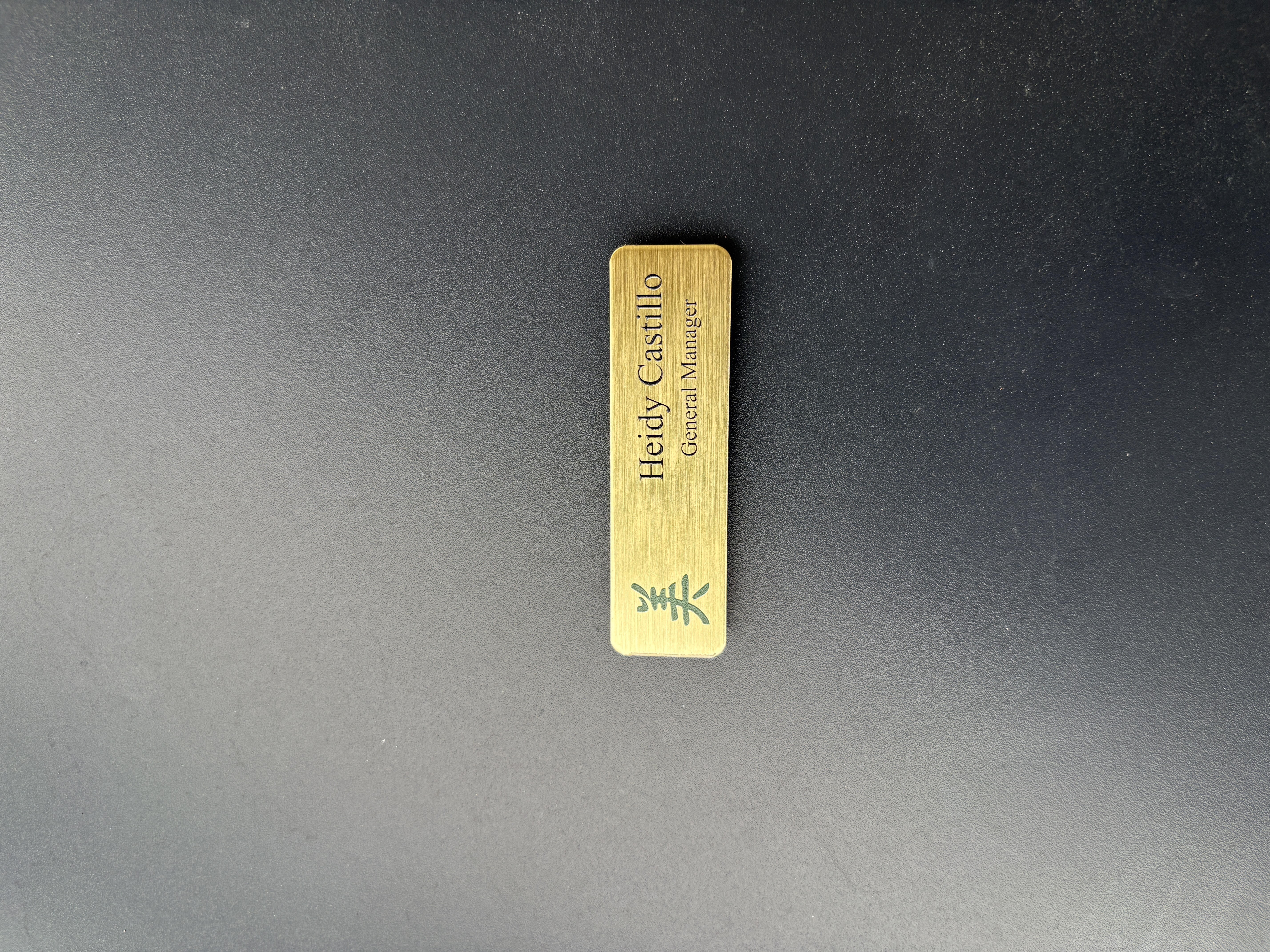 metal name tag — Satin Brush Gold