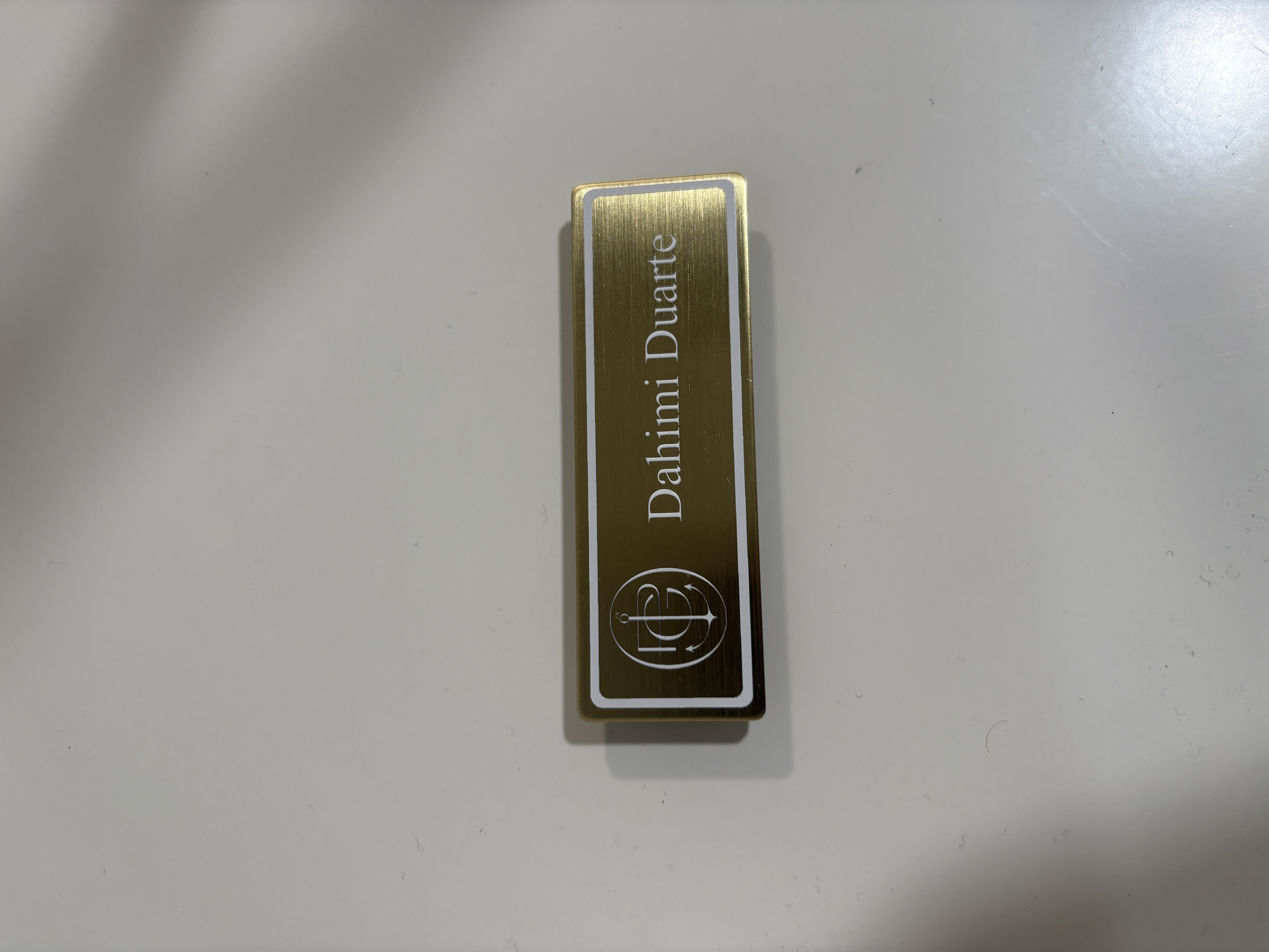 metal name tag — Satin Brush Gold