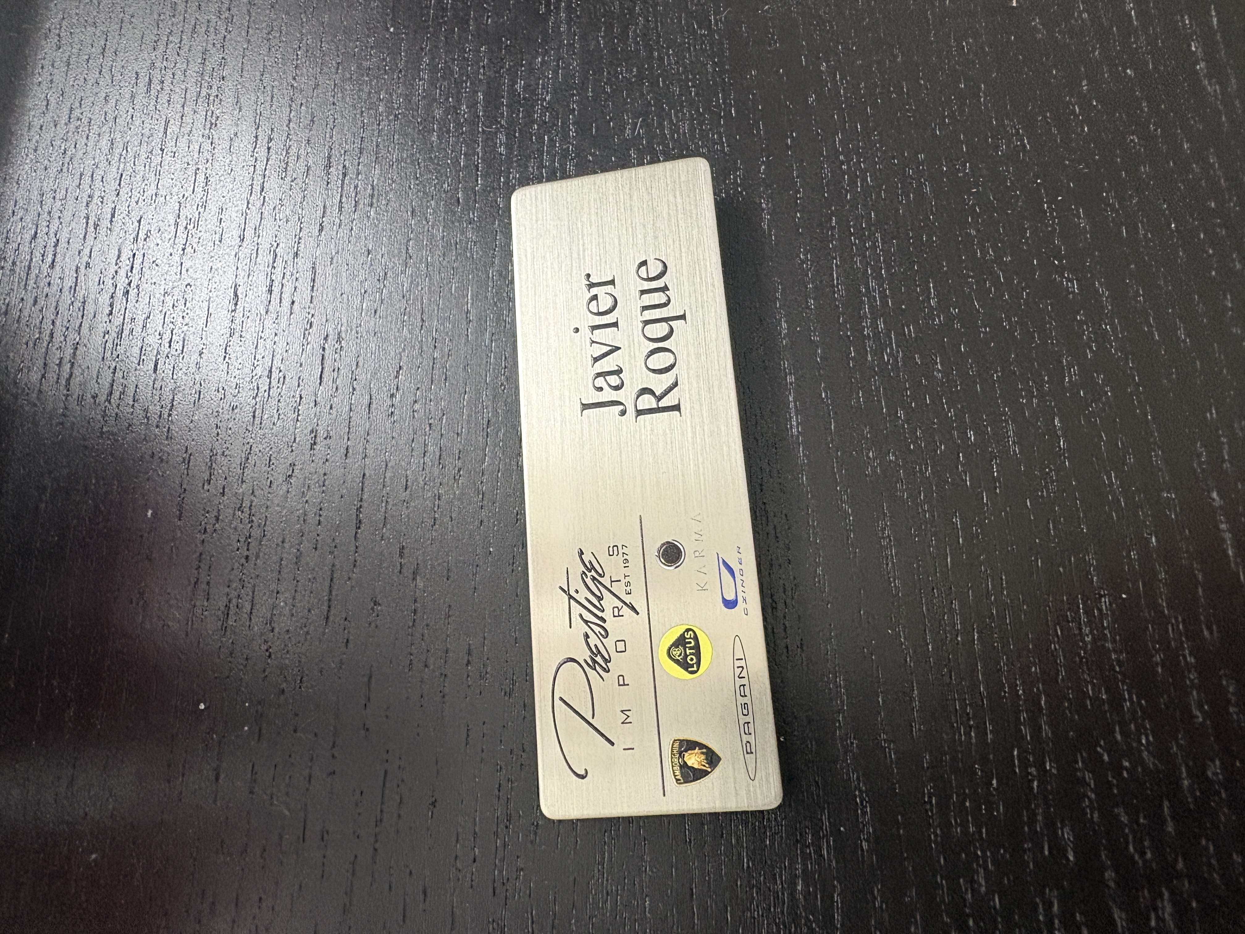 metal name tag — Satin Brush Silver
