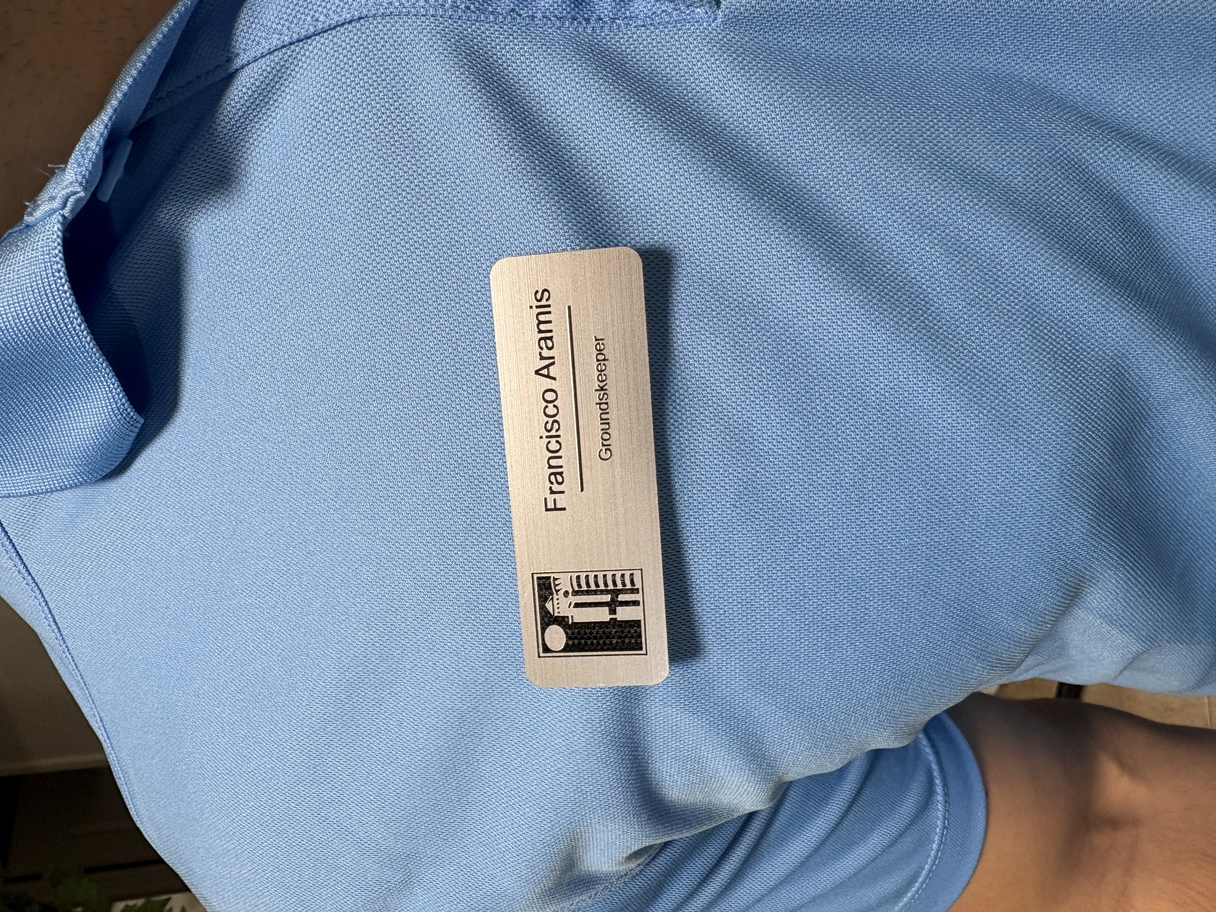 acrylic name tag — Satin Brush Silver