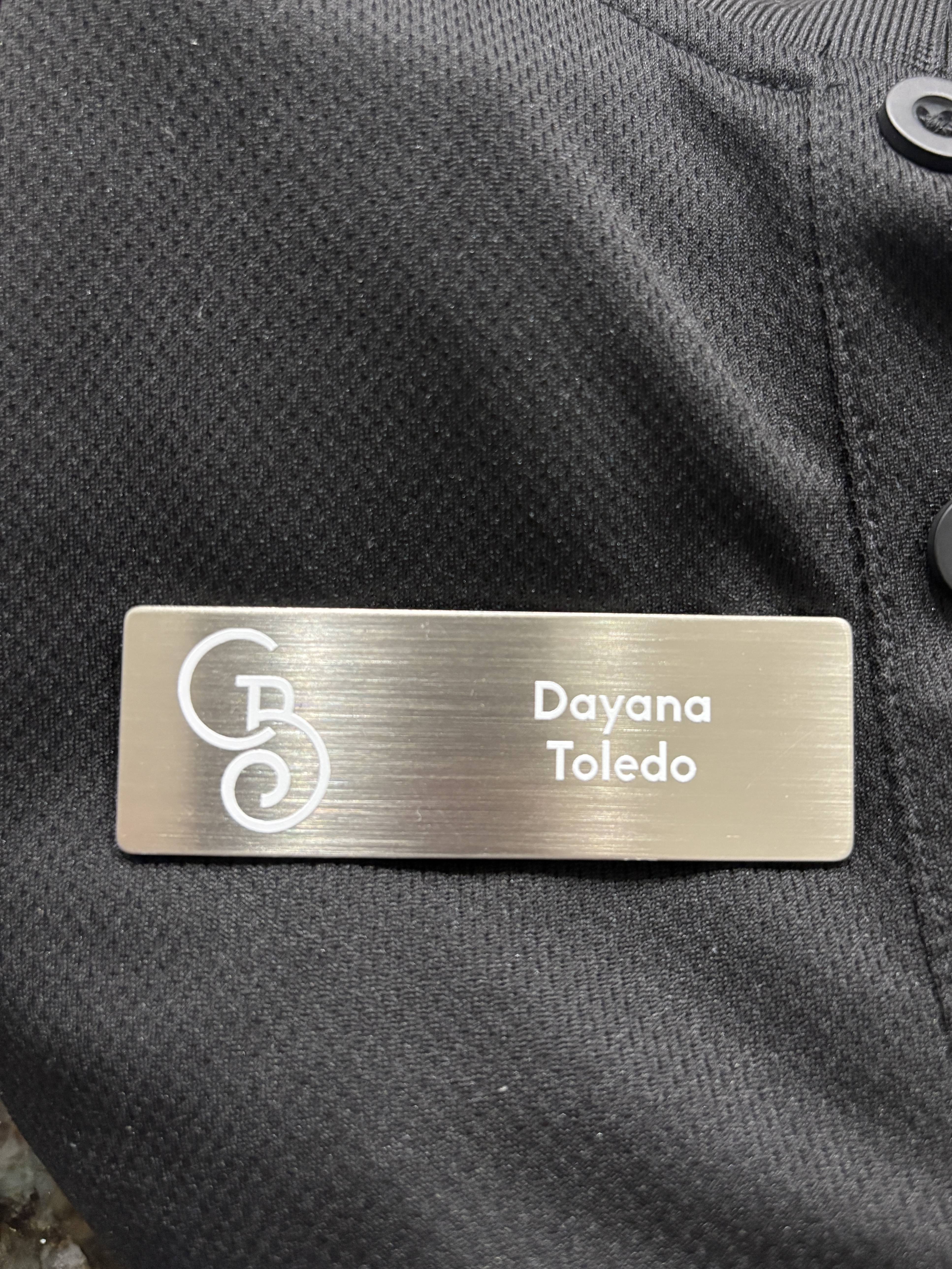 metal name tag — Satin Brush Silver