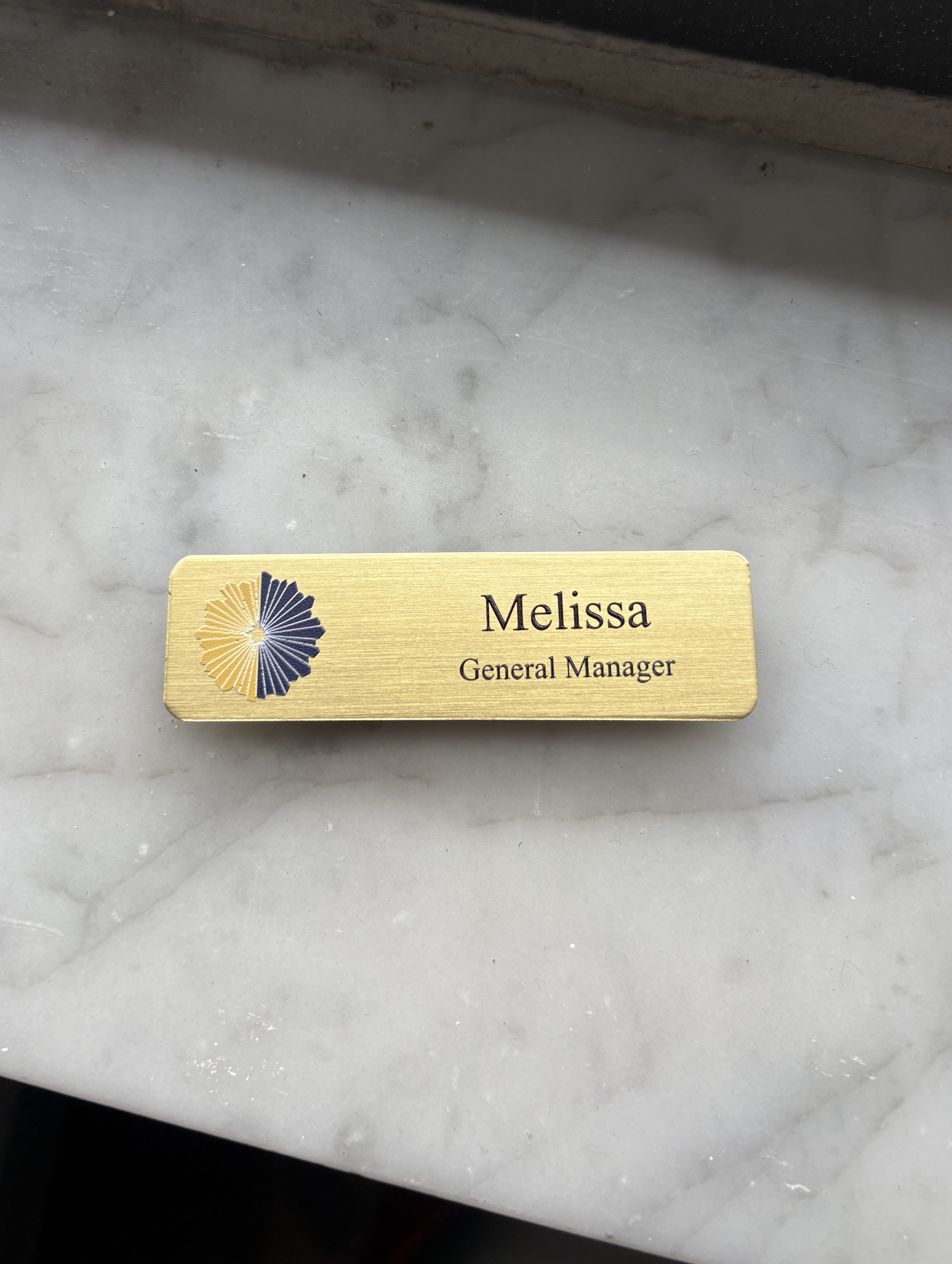 metal name tag — Satin Brush Gold