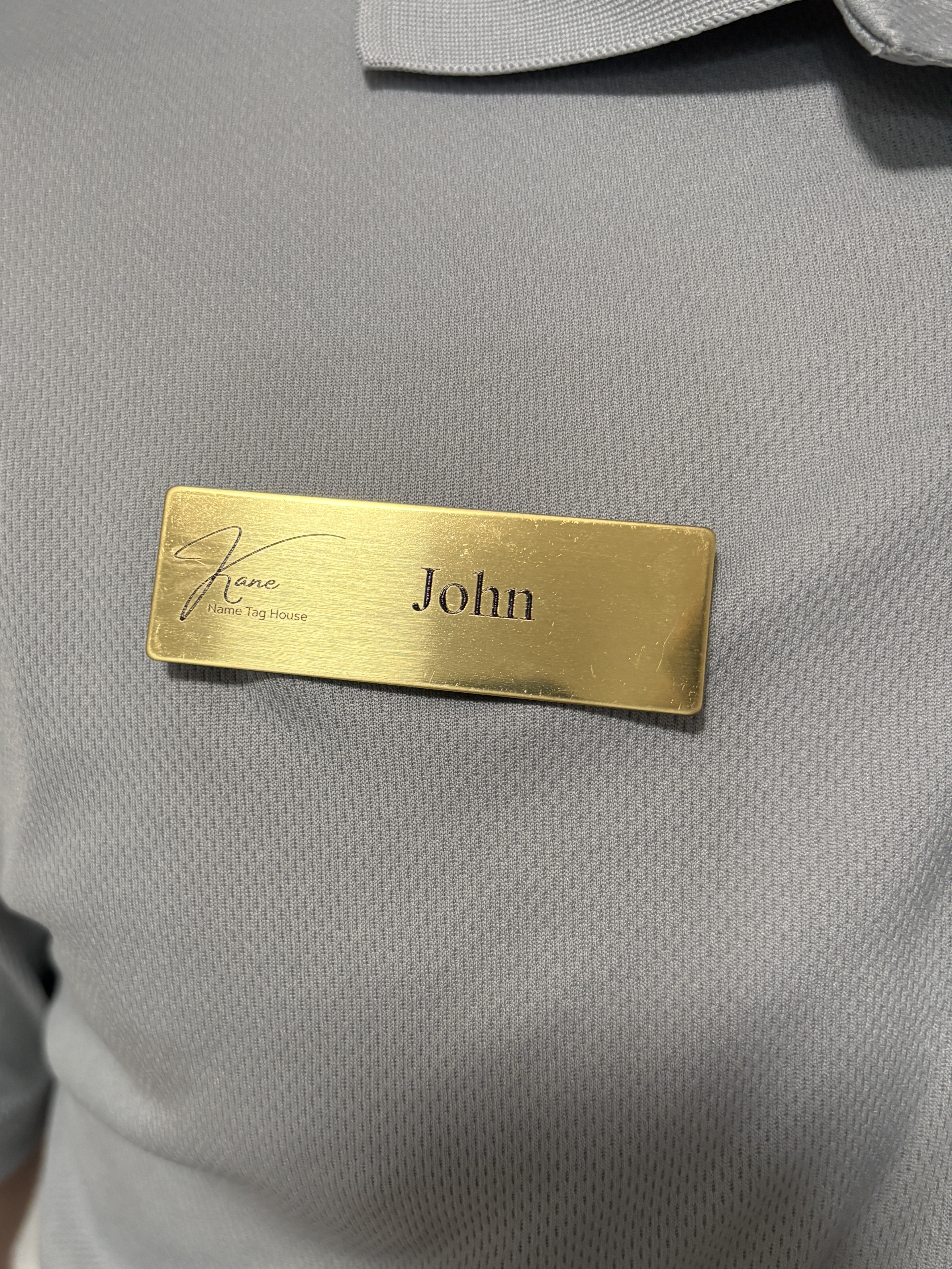 metal name tag — Shiny Brushed Gold