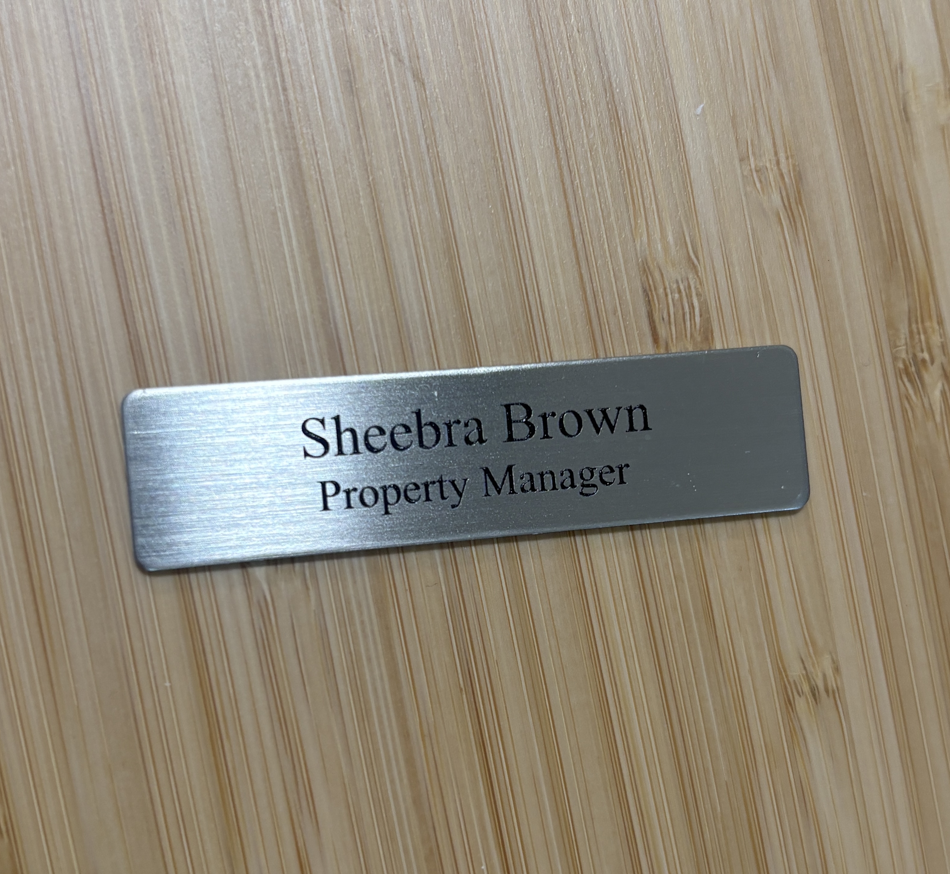 metal name tag